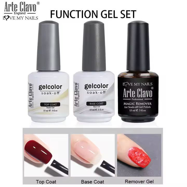 Arte Clavo-Juego de esmaltes en Gel para uñas, Base y capa superior, semipermanente, de vidrio templado, imprimación mate, para Arte de uñas - 1