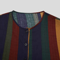 Ropa Árabe Para Hombres Kaftán Islámico De Algodón Con Rayas Traje Dubai Abaya Retro De Verano Y Otoño Estilo Casual - details 16