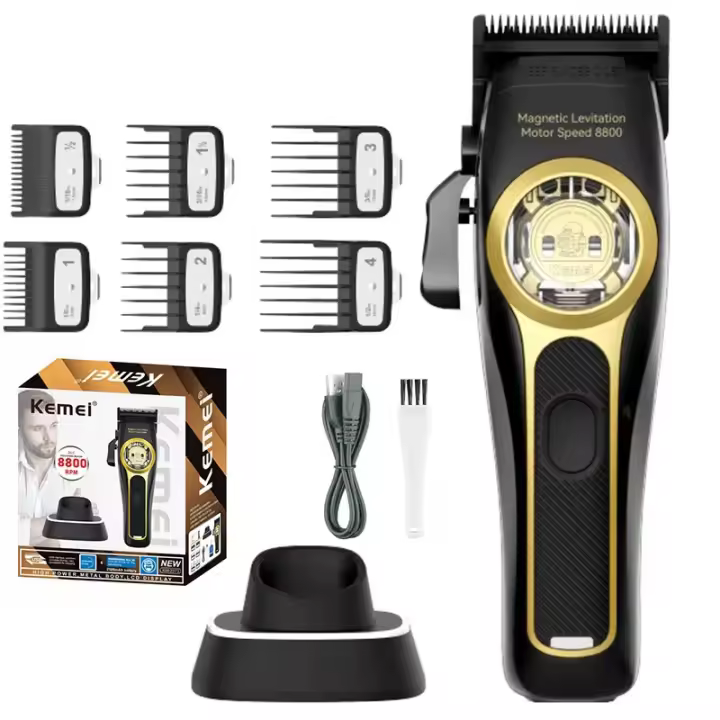Kemei 2373 cortapelos profesional inalámbrico para peluquero, Máquina para cortar cabello eléctrica para hombres, Motor magnético de 8800RPM - 1