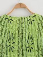 Conjunto casual de moda para mujer Camisa con volantes Top + Pantalones de pierna ancha - details 10