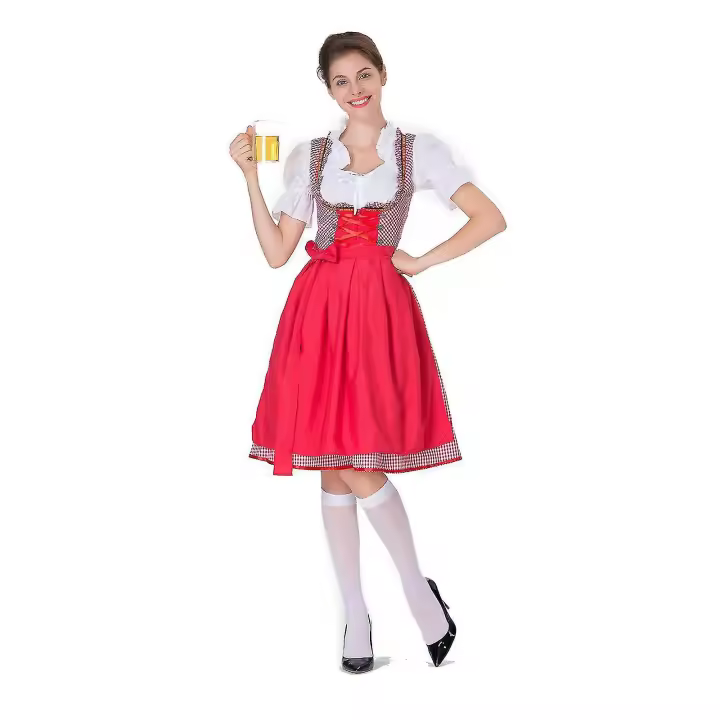 Disfraz de Oktoberfest para mujer, vestido de Dirndl alemán, vestido de fiesta de Carnaval bávaro, i - 1