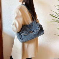 Bolso de hombro, bolso de lona vaquero, estilo callejero, cadena de Metal, bolso Vintage, Color sólido, gran capacidad, bolso cruzado sólido para estudiantes - details 4