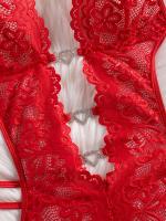 Body de Encaje Verde Esmeralda con Detalles Recortados y Bordes Festoneados – Body Sensual para Mujer, Mezcla Suave de Poliéster, Lavado a Mano, Ropa Romántica |   Diseño Elegante en Encaje con Bordados Festoneados - details 7