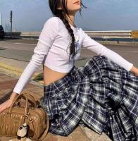 Falda Retro de Moda Callejera Zoki Diseño a Cuadros Vintage Cintura Alta para Mujeres - details 3