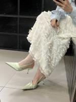 Zapatos de tacón alto plateados puntiagudos para mujer stiletto back zapatos individuales vacíos nuevos con falda bolsa cabeza sandalias zapatos de mujer - details 38