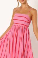 Vestido largo a rayas para mujer, ribete sin mangas con tirantes, cuello delgado, playa y fiesta, 2024 - details 16