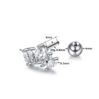 2 uds corona de circonia cúbica tragus stud piercing conch, stud de cartílago de hélice pendiente de cristal joyas oído perforación 16g de acero inoxidable - details 3