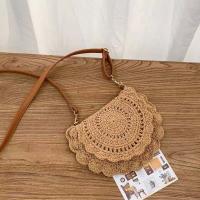 Bolso tejido con hilo de algodón con borde de flores, bolso cruzado de paja Retro ahuecado, bolso tejido de estilo étnico con perlas transpirables para uso diario - details 10