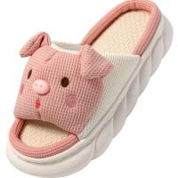 Nuevos Pantuflas De Lino Rosa 3.5cm Para Mujer Diseño De Cerdo Casual Y Moda Cómodas Y Antideslizantes Para El Hogar - details 3
