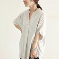 Nuevo vestido de verano Jersey con cuello en V suelto y delgado camisa de color sólido 6 colores - details 12
