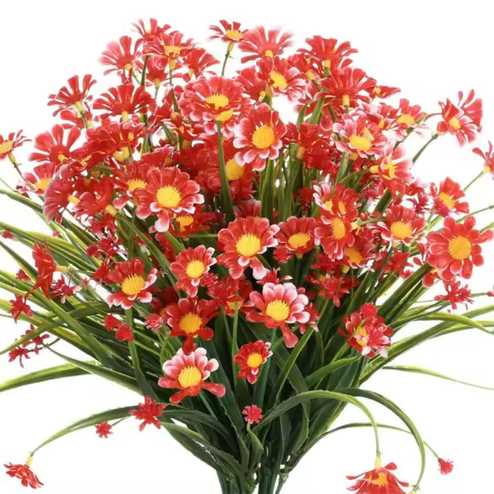 Margarita pequeña de plástico realista resistente a los rayos UV, flores artificiales coloridas, crisantemo de color, decoración de jardín para el hogar y al aire libre - 1