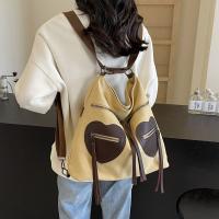 Mochila retro caqui en forma de corazón, bolso de hombro - details 0