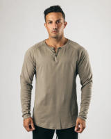 Camisetas deportivas para hombre, camiseta informal de algodón con cuello Henry - details 14