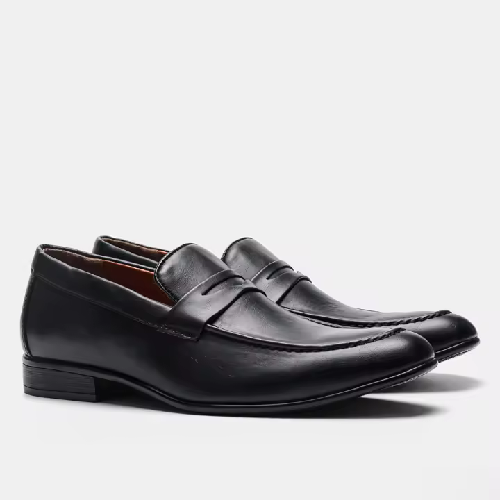 Nueva cubierta de pie zapatos de hombre de negocios casual vestido puntiagudo mocasines de un pie negro zapatos de cuero - 1