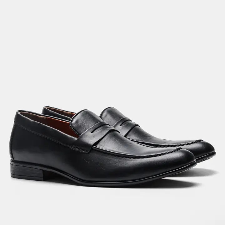 Nueva cubierta de pie zapatos de hombre de negocios casual vestido puntiagudo mocasines de un pie negro zapatos de cuero - 1
