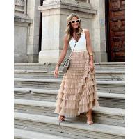 BUNO-Falda larga multifacética para mujer, cintura alta, estilo bohemio, ropa de primavera y verano, falda de tul - details 2