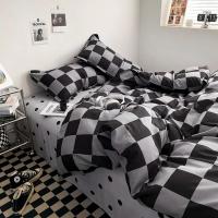 Juego de funda nórdica a cuadros negra y gris, ropa de cama Reversible con rejilla geométrica, funda de edredón suave para niños, adolescentes y adultos, decoración de dormitorio - details 13