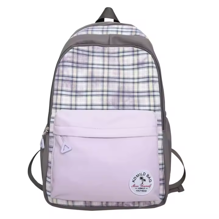Mochila de Cuadros a Rayas Material de Nylon Ideal para Estudiantes de Primaria, Secundaria, Universidad Bolsa de Descompresión Casual para Computadora - 1