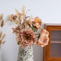 Ramo de flores de peonía artificiales de tacto Real, simulación de peonía hecha a mano de lujo, flores falsas realistas y elegantes, decoración del banquete de boda - details 7