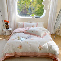 Svetanya Juego de Ropa de Cama con Diseño Floral Pastoral en Amarillo y Morado Tamaño Queen y King Algodón Egipcio Ajustable - details 39