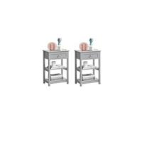 Conjunto de Mesa de Noche de Blanco Set de 2 Mesitas con Cajón y 2 Estanterías - details 15