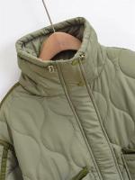 Nueva chaqueta de algodón con cuello levantado para mujer de invierno, chaqueta informal acolchada con cordón y diseño de bolsillo, abrigo corto - details 6