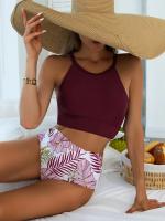 Bikini Sexy para mujer, traje de baño de cuello alto, traje de baño femenino de dos piezas, conjunto de Bikinis de cintura alta, ropa de playa para traje de baño 2024 - details 0