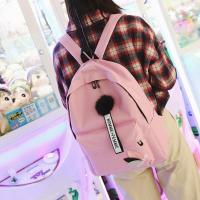 Mochila de gran capacidad con hojas impresas, mochila de lona de Color sólido con hojas impresas, mochila portátil con cremallera de estilo universitario - details 19