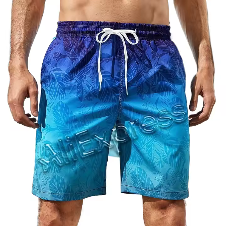Pantalones cortos de playa con gráfico degradado para hombre, pantalones cortos coloridos con estampado 3D, pantalones cortos informales de verano para vacaciones, bañadores holgados para Surf - 1