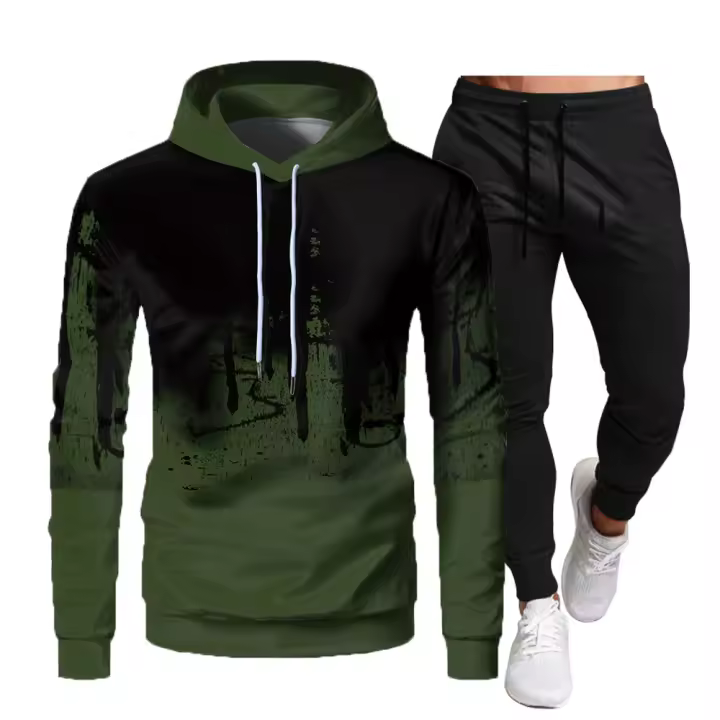 Sudadera con capucha para hombre, traje deportivo de dos piezas, primavera y otoño - 1