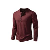 Camisa De Algodón Para Hombre Con Botones Cuello Henley Manga Larga Casual Color Sólido Moda Camisetas Transpirable Ligera Y De Wicking De Humedad - details 8
