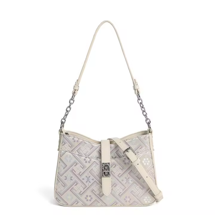 Bolso cruzado con brocado de patrimonio cultural inmaterial de estilo chino, bolso de gran capacidad para axila con un solo hombro - 1