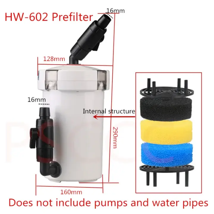 Contenedor de cubo de filtro de acuario externo ultrasilencioso, caja de filtro + bomba de agua, HW602B, HW603B - 1