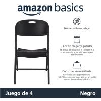 plegables de plástico y metal, sillas de camping, sillas de cocina, para interiores y exteriores, color negro, hasta 158 kg - details 3