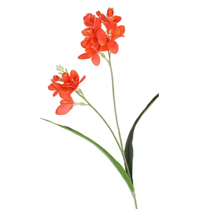 Flores artificiales de fresia, 2 tenedores, ramas de orquídeas artificiales de tacto Real realistas, flores falsas hechas a mano - 1