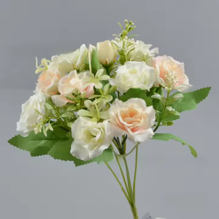 Ramo de rosas artificiales realista de 10 cabezas, 32cm, decoración Floral de seda de estilo occidental, flores artificiales, decoración de boda - 1