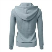 Sudadera con capucha de manga larga para mujer, abrigo deportivo informal con bolsillos y cremallera, Color sólido, otoño - details 3