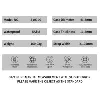 Reloj de Lujo ENITON 41mm Automático, Correa de Cuero, Moda de Negocios para Hombres - details 3