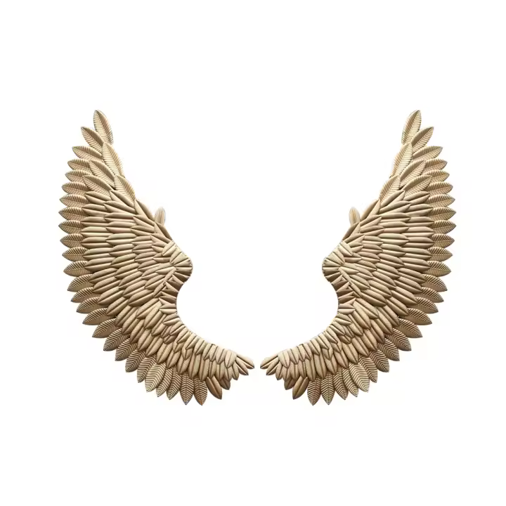 Arte ala de Ángel decoración de pared, colgador de pared de hierro, escultura dorada para el hogar, 2 piezas - 1