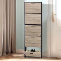 Mueble zapatero de 12 pares - Estantería de gran capacidad para vestíbulo o pasillo - (ancho) 60 x (profundidad) 24 x (alto) 80 cm - Madera clara blanca - details 14