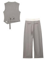 TRAFZA-Conjunto de 2 piezas de moda para mujer, pantalones sueltos informales elegantes Vintage + traje de viaje Sexy con cuello en V para vacaciones, novedad de verano - details 3