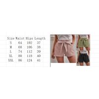 Pantalones cortos blancos de Color sólido con estilo, pantalones cortos informales con cordón y bolsillo para mujer, pantalones diarios de verano - details 2