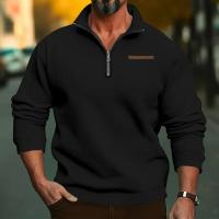 Jersey de cuello alto de terciopelo para hombre, suéter informal de color sólido, media cremallera, talla grande, tendencia de invierno - details 12