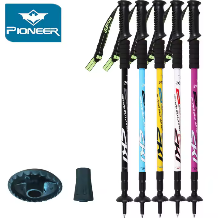Bastón de Senderismo y Esquí Pioneer Trekking Ajustable para Montañismo y Camping Bastón de Aluminio Resistente a Golpes con Extensión Telescópica - 1
