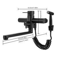 Grifo de Cocina Montado en Pared de Acero Inoxidable Fácil Instalación, Uso Conveniente, Operación Sencilla 360° Montaje, Pulveriza, 19*13 cm - details 1