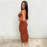 BUNO-estido de punto Nibber para mujer, vestido Sexy sin mangas con cuello Halter, parte de atrás bonita, vestido sin cintura, vestido ajustado elegante a la moda - details 9
