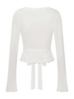 Top de Ballet Cruzado para Mujer Y2K Manga Larga, Cuello en V, Entrenamiento, Camisetas para Yoga, Top Adelgazante con Lazo Frontal - details 2