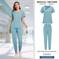 Ropa de trabajo de belleza para mujer, uniforme de enfermeras médicas, conjunto de bata quirúrgica, pantalones superiores de Spa, ropa de cuidador clínico, uniformes de enfermería, traje para correr - details 24