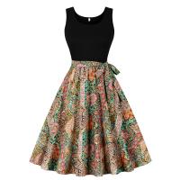 Chaleco retro de verano para mujer, sin mangas, negro, con estampado ortográfico, mono. - details 3