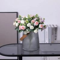 Rosa de seda Artificial de 10 cabezas, ramo de eucalipto y peonía blanca simulada, decoración de boda, flores falsas, decoración de jardín y hogar - details 0